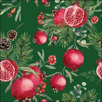 Serviettes 33x33 cm - Pomegranates green