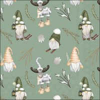Serviettes 33x33 cm - Forest gnomes sage