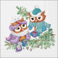 Serviettes 33x33 cm - Winter owls