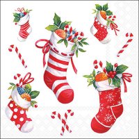 Serviettes 33x33 cm - X-Mas stockings white