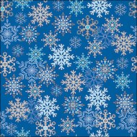 Napkins 33x33 cm - Snowflakes all over blue
