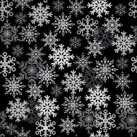 Napkins 33x33 cm - Snowflakes all over black