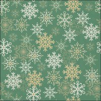 Serwetki 33x33 cm - Snowflakes all over green