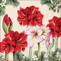 Serwetki 33x33 cm - Blooming amaryllis cream