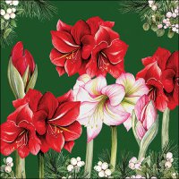 Servilletas 33x33 cm - Blooming amaryllis green
