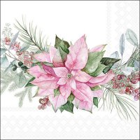 Servietten 33x33 cm - Pink poinsettia