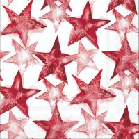 Napkins 33x33 cm - Watercolour stars dark red