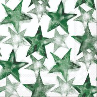 Napkins 33x33 cm - Watercolour stars dark green