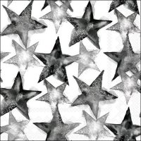 Napkins 33x33 cm - Watercolour stars black