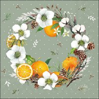 Napkins 33x33 cm - Helleborus and oranges