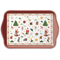 plateau - Tray Melamine 13x21 cm Ornaments All Over Red