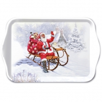 Tablett - Tray Melamine 13x21 cm Santa On Sledge