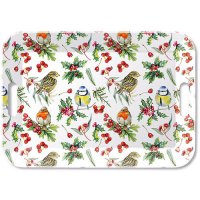 Tablett - Tray melamine 33x47 cm Birds in winter