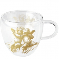 瓷杯 - Double Walled Glass Cup Classic Angels Gold