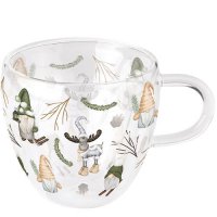 Double wall glass - Forest gnomes white