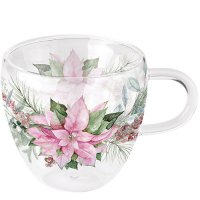 Szkło o podwójnych ściankach - Pink poinsettia