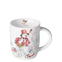 Taza de porcelana de 0,2 litros - Sporty snowmen