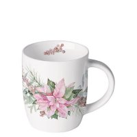Porzellan-Becher 0,2 L - Pink poinsettia