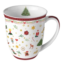 Porcelain Cup -  Ornaments All Over Red
