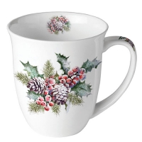 Tasse en porcelaine -  Holly and berries