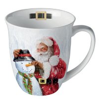 Porzellan-Becher 0,4 L -  Santa and snowman