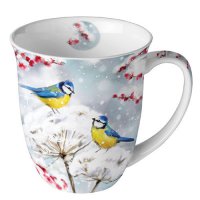 Porzellan-Becher 0,4 L -  Birds in the snow