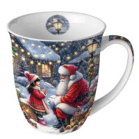 Porzellan-Becher 0,4 L -  Talking to Santa