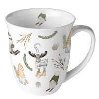 Porcelain mug 0.4 L -  Forest gnomes white