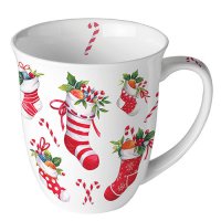 Porcelain mug 0.4 L -  X-Mas stockings white