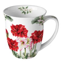 Porcelain mug 0.4 L -  Blooming amaryllis white