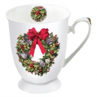 Porcelain Cup -  Bow On Wreath