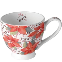 Porcelain Cup -  Poinsettia And Berries