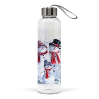 Glass Bottle - Snowman With Hat