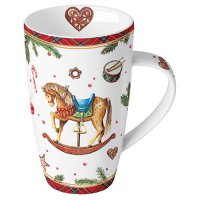 Porcelain mug 0.6 L - Classic rocking horse white