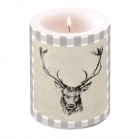 decorative candle - Checked Stag Head Brown
