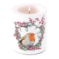 bougie décorative - Candle big Robin in wreath