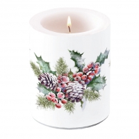 decorative candle - Holly And Berries