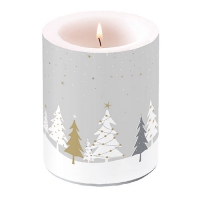 bougie décorative - Candle big Midnight trees grey