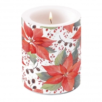 decorative candle - Poinsettia And Berries