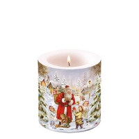 Vela decorativa pequeña - Candle small Santa bringing presents