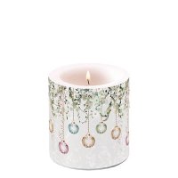 Decorative candle small - Floral Christmas grey