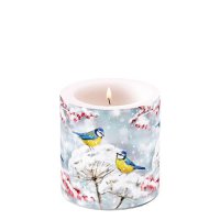 Decorative candle small - Birds in the snow