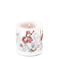 Decorative candle small - Sporty snowmen