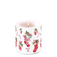 Świeca dekoracyjna mała - X-Mas stockings white