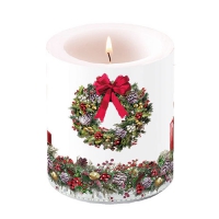 Świeca dekoracyjna średnia - Candle Medium Bow On Wreath