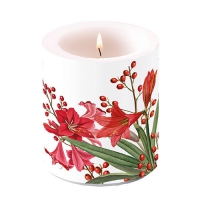 Świeca dekoracyjna średnia - Candle medium Christmasbouquet white
