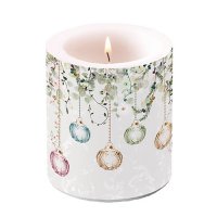 Decoratieve kaars medium - Floral Christmas grey