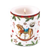 Decoratieve kaars medium - Classic rocking horse white