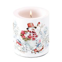Decoratieve kaars medium - Sporty snowmen