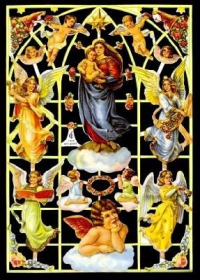 Glanzbilder mit Gold-Glimmer - Madonna mit Jesuskind